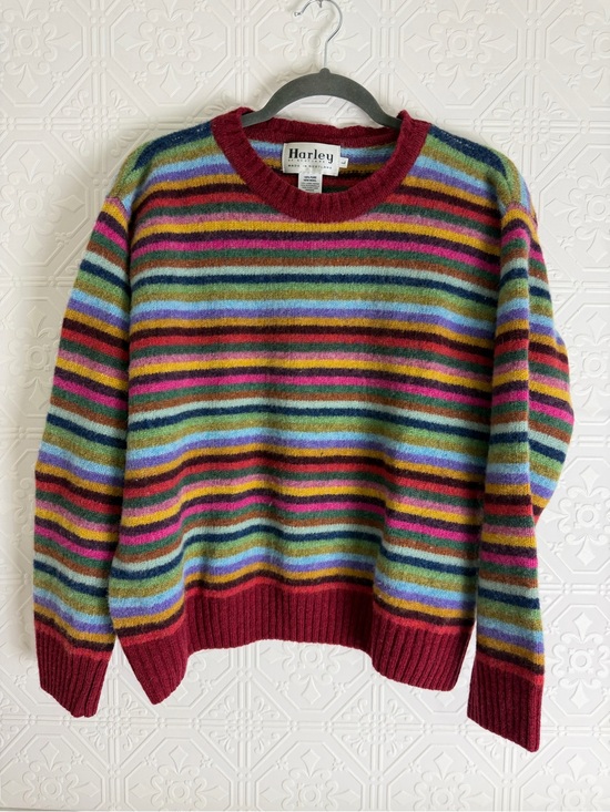 Harley of Scotland Sweaters - Rainbow Stripe Wool Sweater Women's Medium Harley of Scotland Made in Scotland C